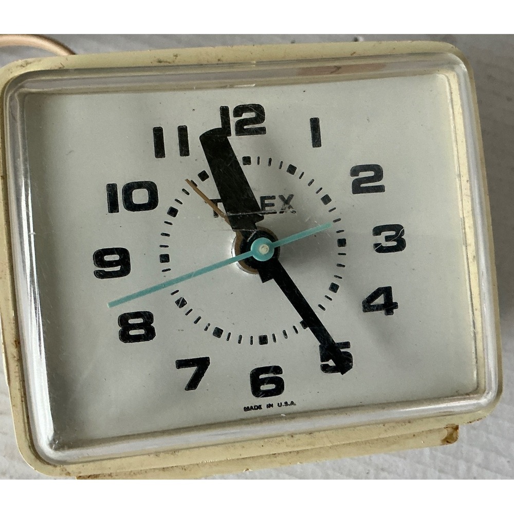 Timex Vintage Electric Alarm Clock Model 7369A Cream Made in USA Retro Decor
